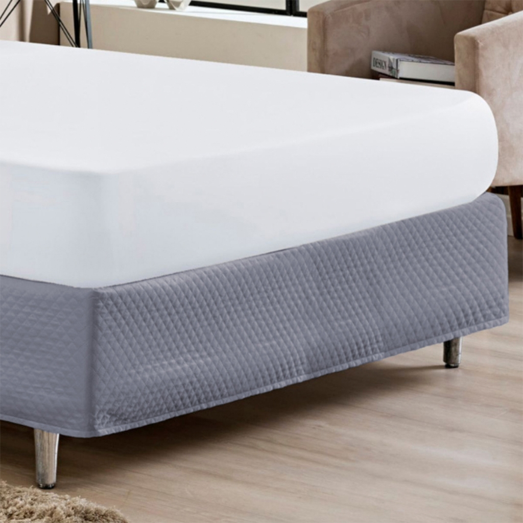 Saia Box Matelada com Elástico Casal Cinza
