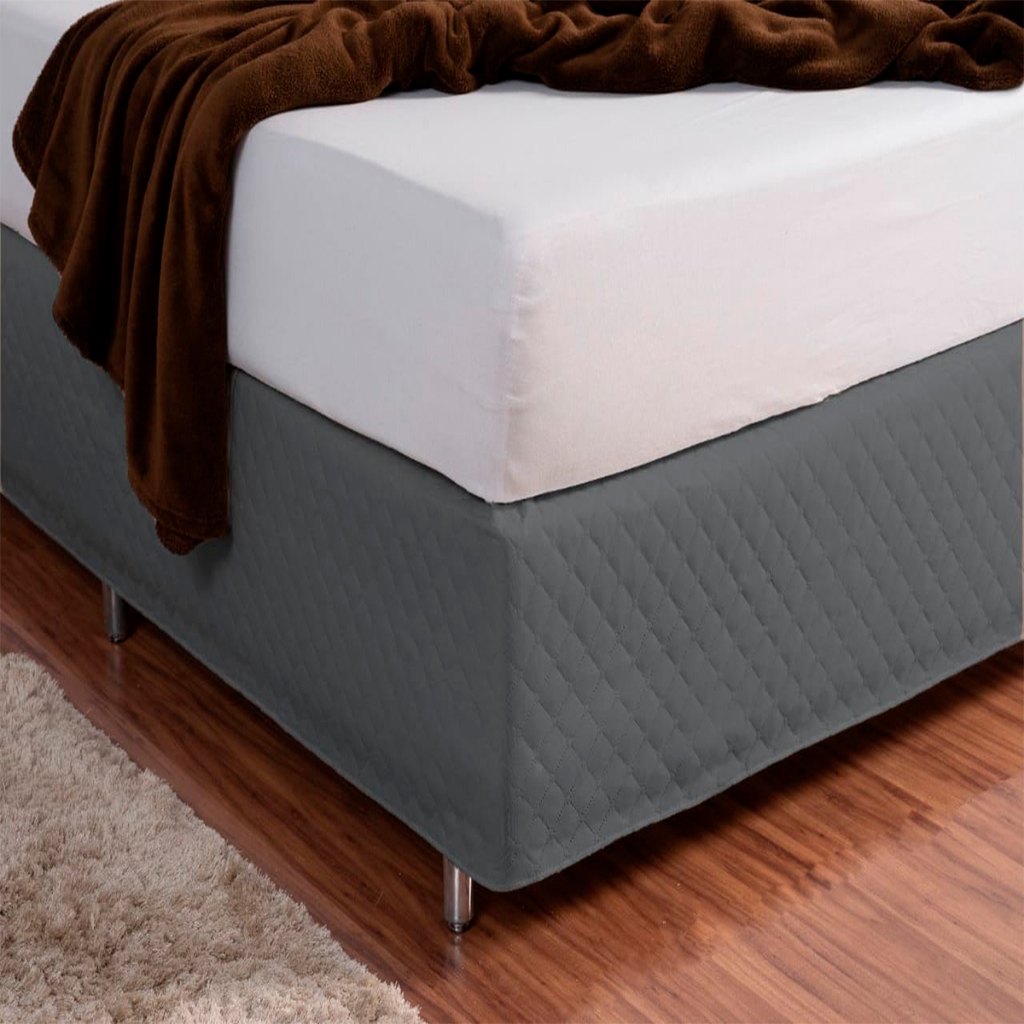 Saia Box Matelada com Elástico Casal Cinza