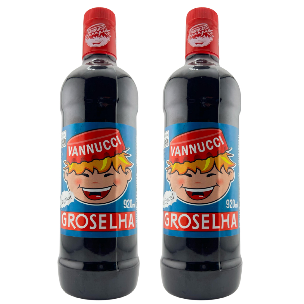 Kit 2 Xarope de Groselha Vannucci Tradicional 920ml Raspadinha Milkshake Bolos Sucos Coquetéis