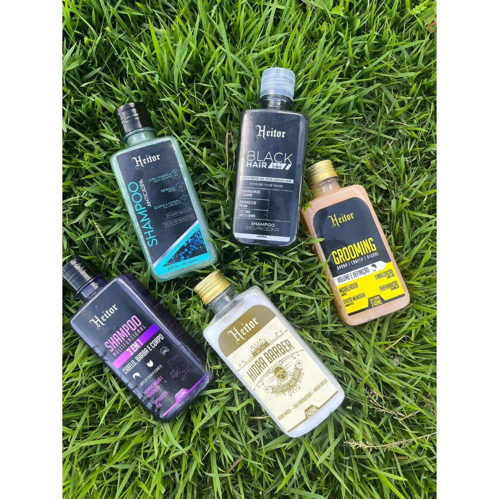 Shampoo 3 em 1 - Shampoo Anticaspa - Shampoo Escurecedor - Grooming - Hidra Barba HEITOR 240ml
