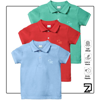 KIT 3 Camisa Básica Polo Infantil manga curta