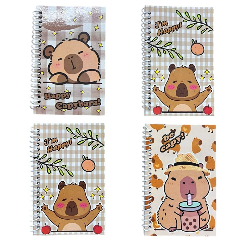 12 Mini Caderno com Capivara Papelaria Criativa Fofa Agenda Diario Kawaii ou card para colorir