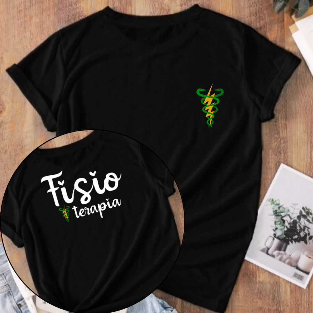 Camiseta Blusa T Shirt Feminina Estampada Frente e Verso Fisioterapia Fisioterapeuta Faculdade Curso em Oferta na Shopee