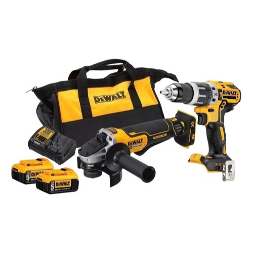 Esmerilhadeira Angular Dewalt DCG413 + Parafusadeira DCD796B C/ 2 Baterias 20V 5ah XR + Carregador Bivolt e Bolsa