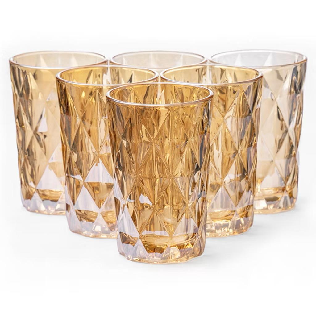 Jogo De Copos com 6un Vidro Diamond 350ml.