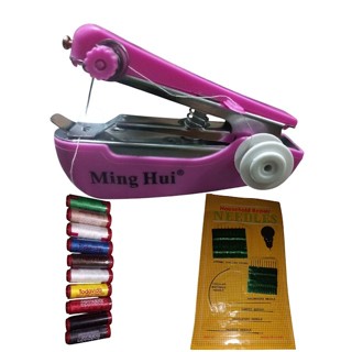 Mini Maquina De Costura Portátil Manual De Mão Spring Come + 10 linhas coloridas + cartela agulha em Oferta na Shopee