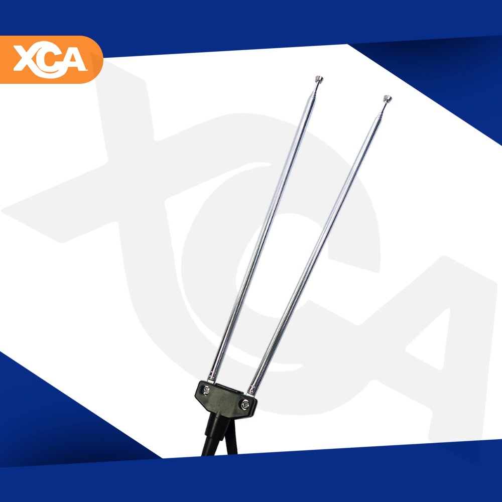 Imagem Antena Para Tv Interna Dupla Formato V Com Cabo Coaxial Para Televisão UHF VHF FM Plug Tipo F