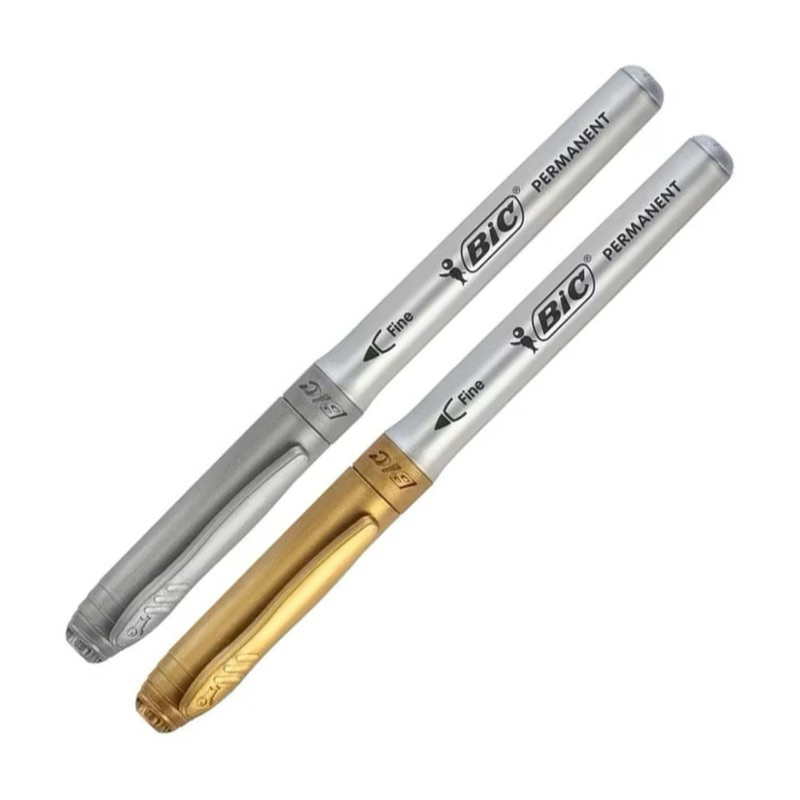 Caneta Marcador Permanente Geladinho Plastico Ceramica Vidro Metalica Prata e Dourada