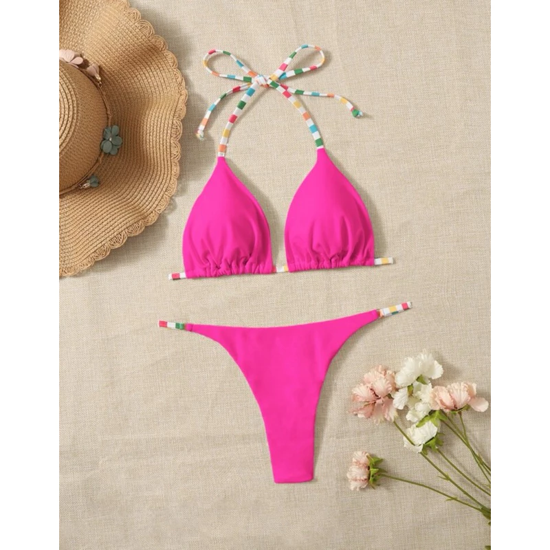 conjunto Biquini Com Calcinha Fio, Pink