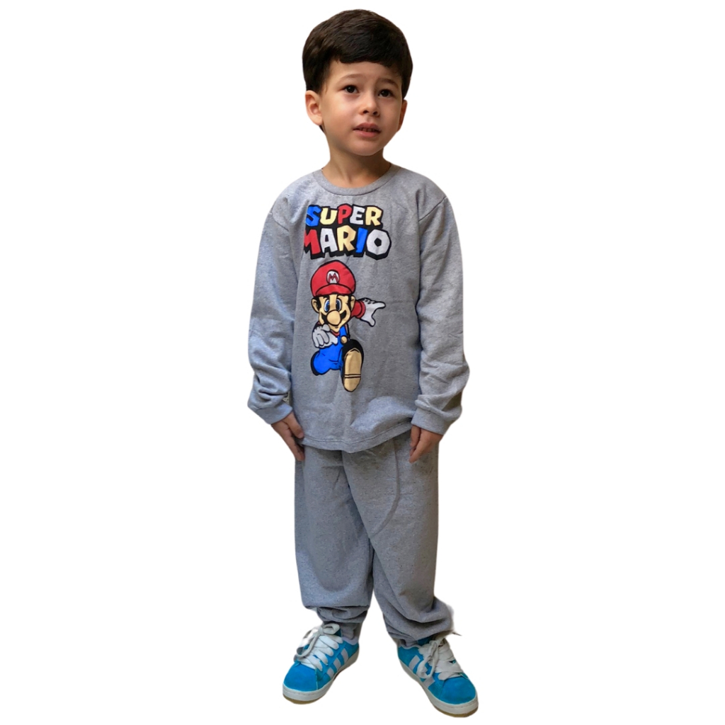 Conjunto infantil de moletom masculino gola redonda flanelado