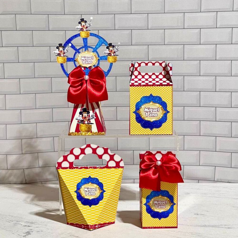 KIT PERSONALIZADO TEMA MICKEY CIRCO COM NOME E IDADE LEMBRANCINHA DE FESTA, KIT FESTA, FESTA INFANTIL, ANIVERSARIO,
