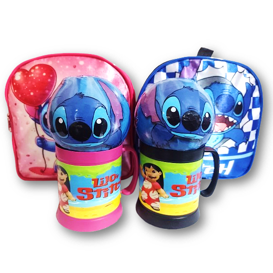 Kit Infantil Lilo Stitch Mochila, Bola e Caneca Menina e Menino