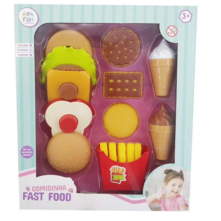 Brinquedo Cozinha Infantil Comidinhas Fast Food Completa com Acessórios