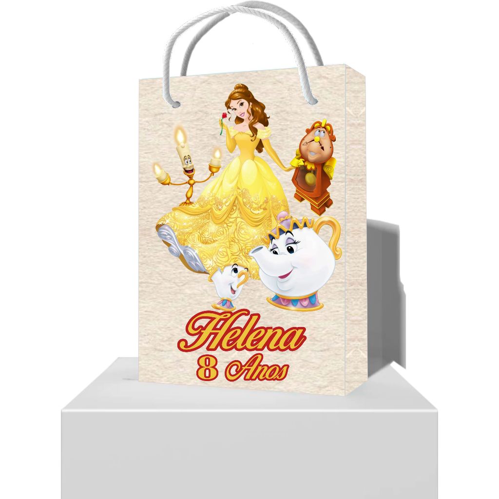 Sacolinha A Bela e a Fera Personalizada - Sacolinha Surpresa para Lembrancinha de Aniversário