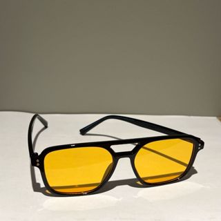 Óculos De Sol Feminino masculino Quadrado lente amarela estilo aviador moda verão em Oferta na Shopee