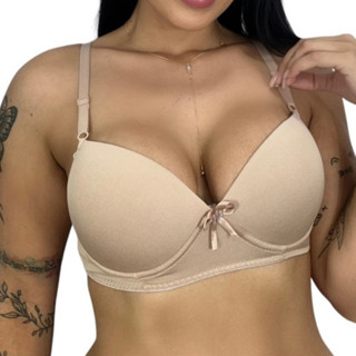 Sutiã Básico com Bojo Cor Lisa Lingerie Feminina Sutia Bojo Dia a Dia Confortável Revenda ...