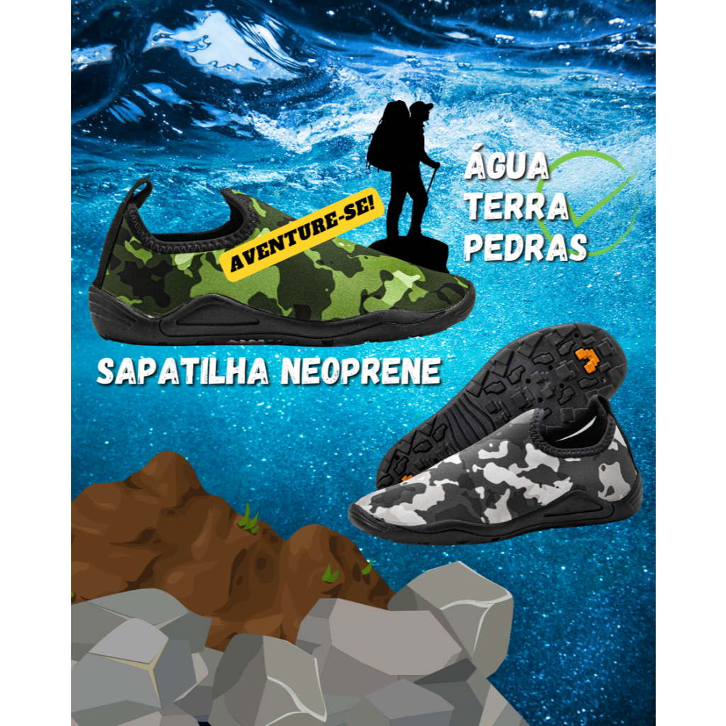 Tênis Sapatilha Neoprene Náutica Adulto e Infantil Unissex Aquática Pesca Praia Rancho Caiaque Jet