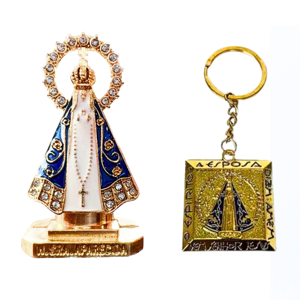 Mini Nossa Senhora Virgem Maria + Chaveiro Nossa Senhora Aparecida Santinha para Carro ou Mesa em Oferta na Shopee
