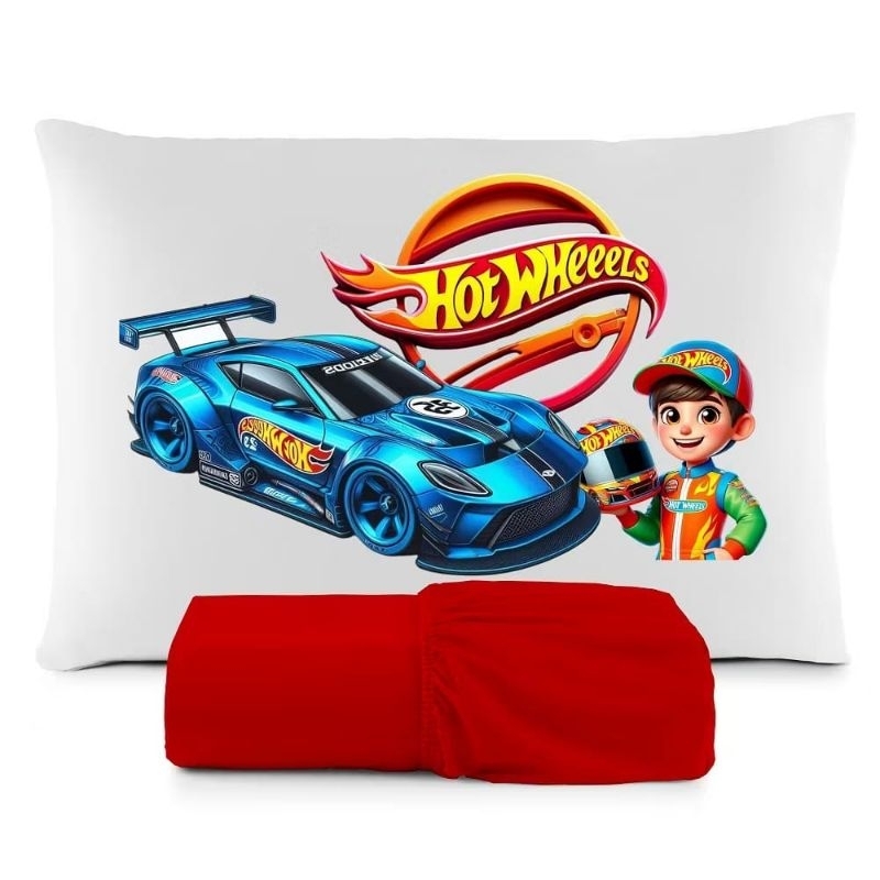 JOGO DE LENÇOL SOLTEIRO INFANTIL DE LUXO HOT WHEELS  MENINO FRONHA TRAVESSEIRO, LENÇOL DE ELASTICO em Oferta na Shopee