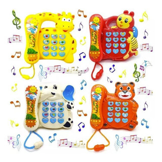 Telefone Infantil Musical Animal Som Luz Brinquedo Educativo