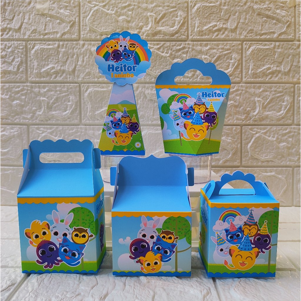Kit Festa Personalizados Bolofofos menino Lembrancinhas Caixinhas de aniversário para festa - PEGUE E MONTE em Oferta na Shopee