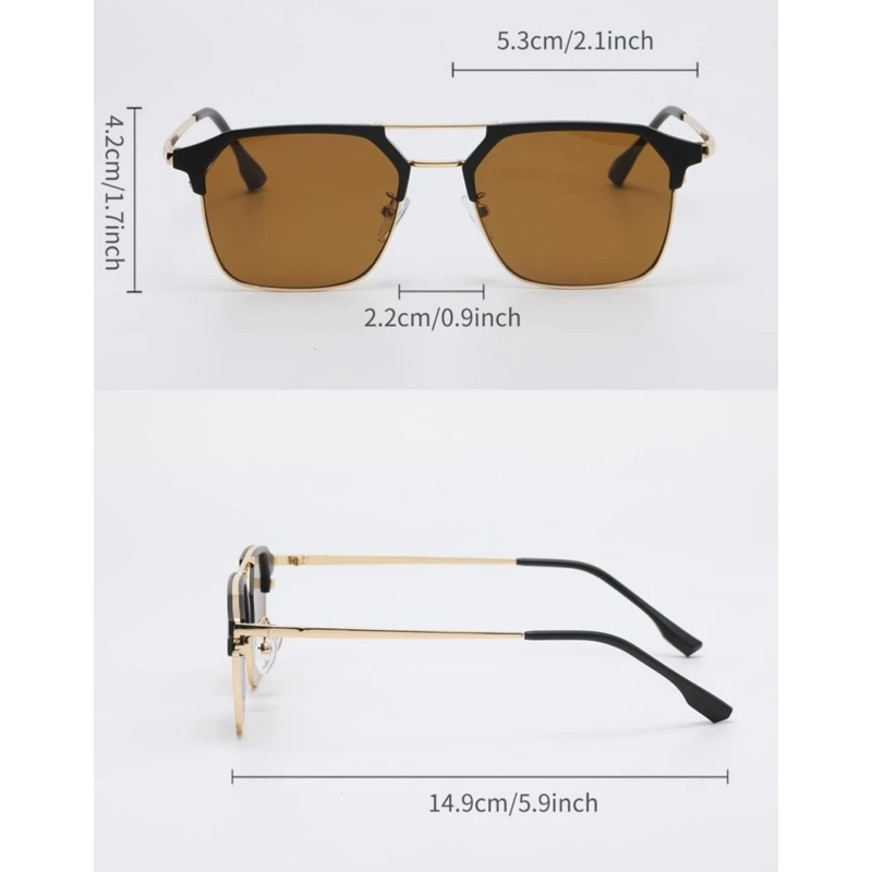 Óculos de Sol Madrid Marrom Degradê Quadrado Premium Clássico Vintage uv400 Feminino Masculino