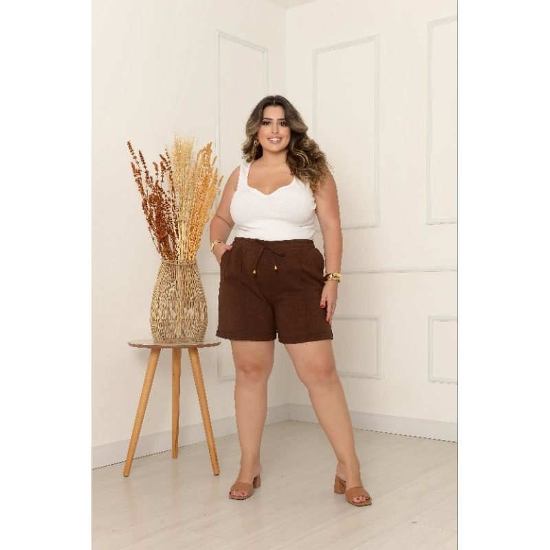 Shorts Linhão Plus Size com Barra Inglesa – Estilo e Conforto em Oferta na Shopee