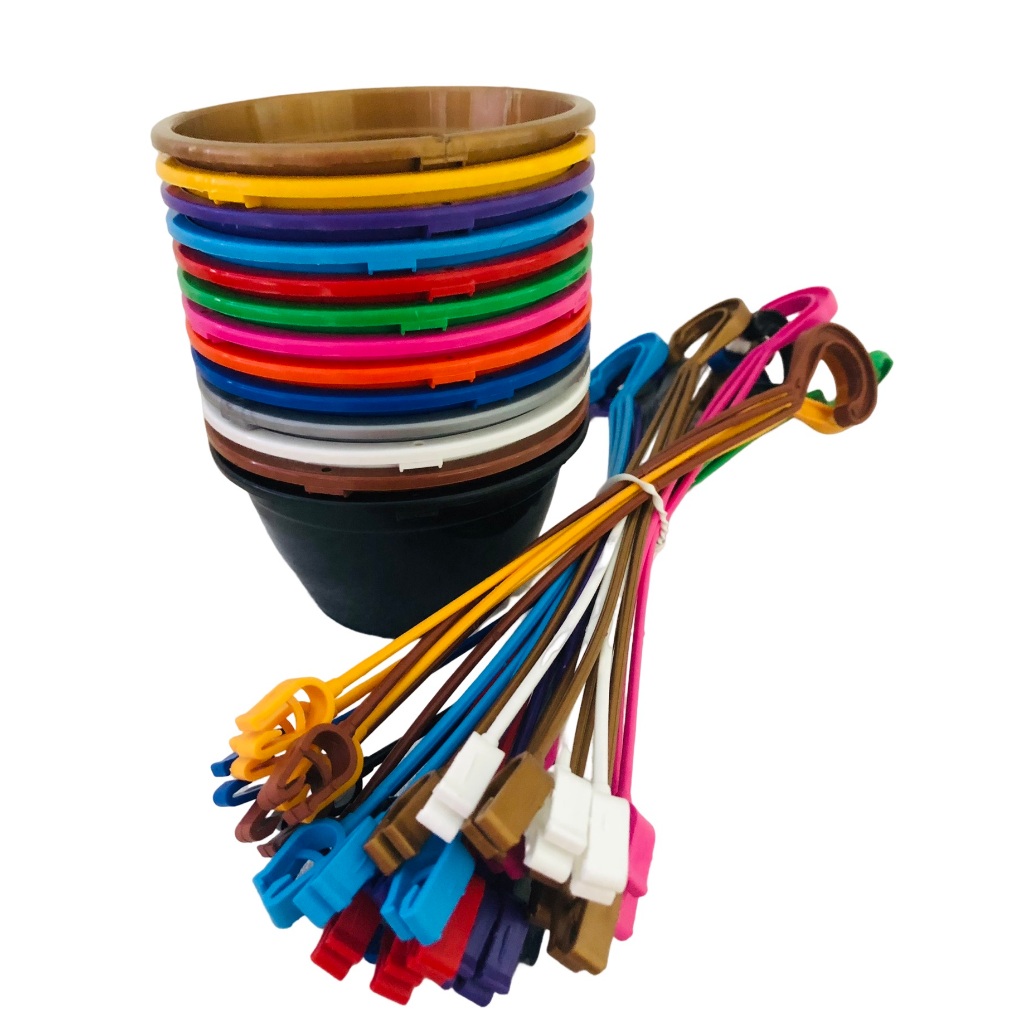 Kit 5 Vasos Cuias 18 cm 1,6L COLORIDAS + haste 31 cm para Suculentas Cactos Rosa Deserto