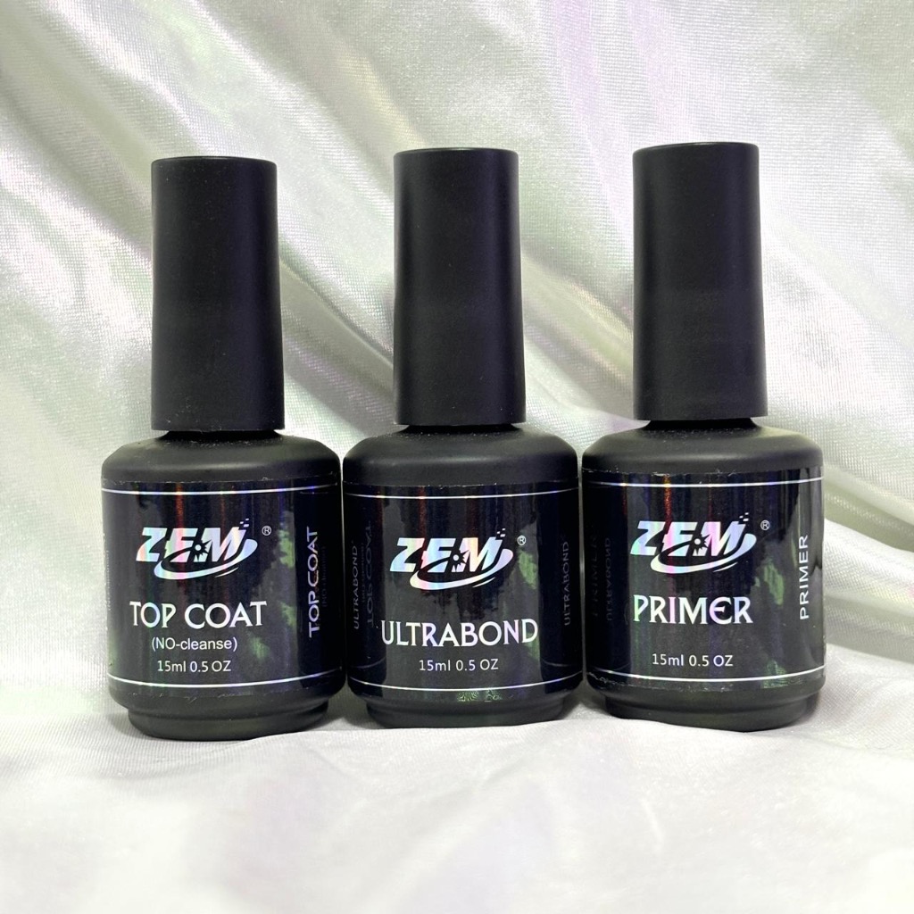 Kit c/3 Preparadores da ZEM De Unha Em Gel Alta Qualidade Primer/Ultrabond/Bond id/Top coat/Top coat com glitter