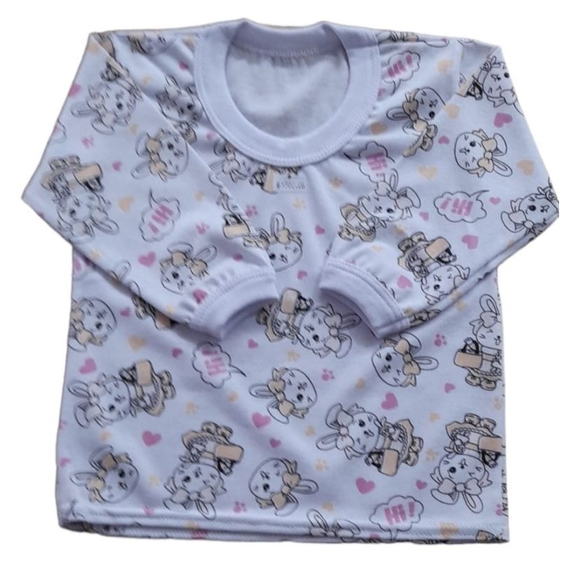 camiseta manga longa para bebê kit com 5 peças em Oferta na Shopee