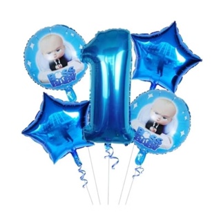 Kit c/5 balões metalizado poderoso chefinho redondo/estrela mede 45 cm/número mede 40 cm em Oferta na Shopee