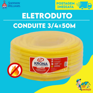 Conduite 3/4 X 50m Eletroduto Tigre Plastilit  Krona Original Rolo Mangueira Corrugada