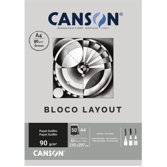 Bloco A4 Layout Liso Sem Margem 50fls 90 g/m² Canson