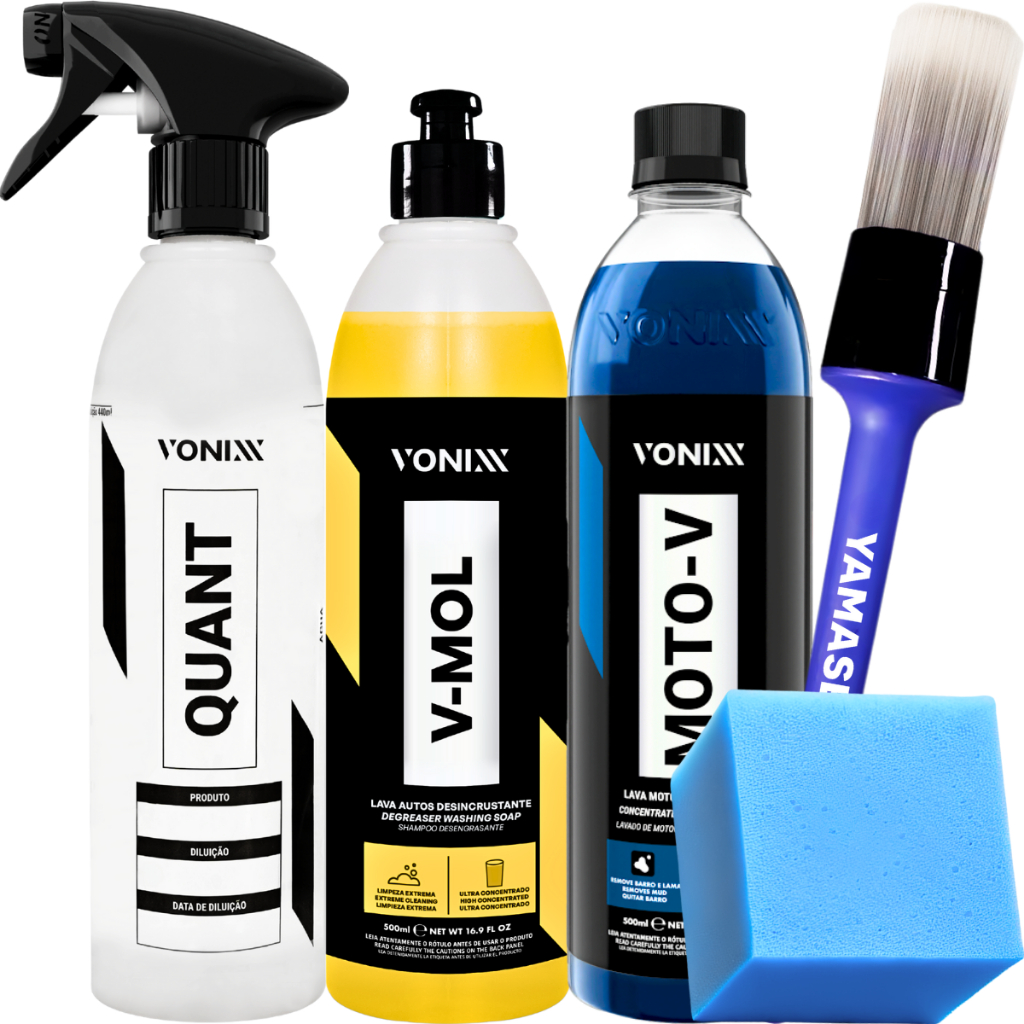 Kit Limpa Motor Lavagem Shampoo Moto-V + V-Mol Vonixx 500ml em Oferta na Shopee