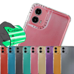 Capa Capinha Glamour Brilho + Película Para Moto G24 G24 Power