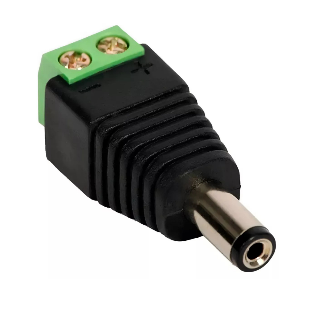 Kit C/5 Conector Plug P4 Macho Com Borne P/ Alimentação de câmeras de Segurança