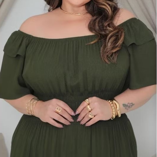 Detalhes do VESTIDO FEMININO LONGO PLUS SIZE LISO G1 e G3/viscolinho
