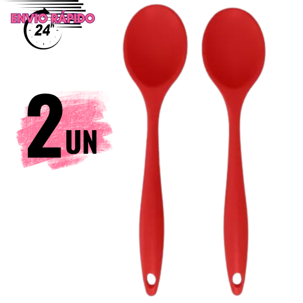 Conjunto colher de silicone resistente ao calor Utensílio flexível  alta qualidade Cozinha sem riscos Superfície suave: