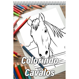 Caderno Com 50 Desenhos Para Colorir Cavalos - Tamanho A4 (21x29,7cm) #18 em Oferta na Shopee