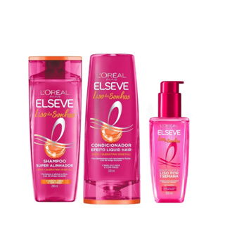 Kit Elseve Liso Dos Sonhos Shampoo 200ml + Condicionador 200ml + Leave-In Serum 100ml em Oferta na Shopee
