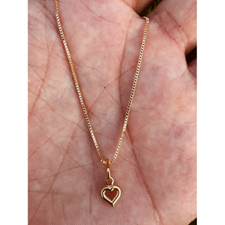 Pingente Coração Vazado Banhado A Ouro 18K em Oferta na Shopee