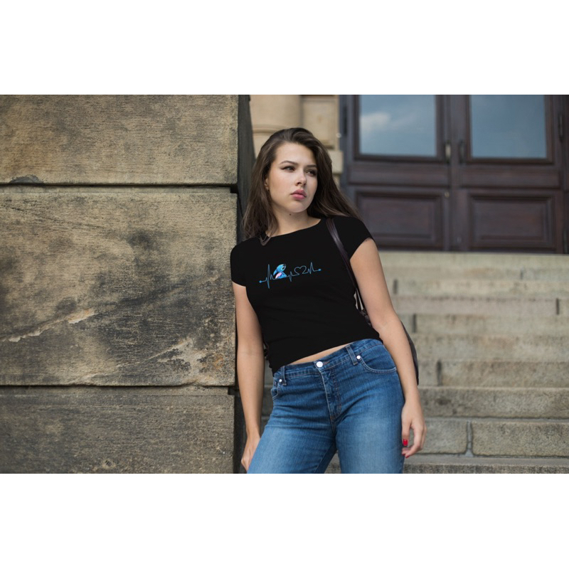 T-shirts Feminina Baby Look Sticth Batida