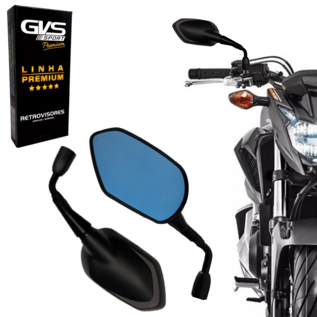 Retrovisor Tiger Sport 660 Curto Lente Convexa Azul Gvs em Oferta na Shopee