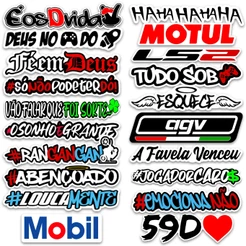Kit 20 Adesivos Frases Carro Moto Bike Bag Caderno Notebook Sticker Cartela