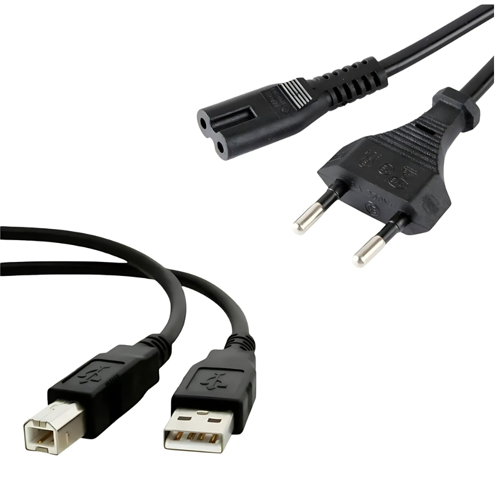 Cabo Usb e Cabo De Energia Impressora Epson L210 L220 L355 L365 L375 L395 KIT COM 2 CABOS