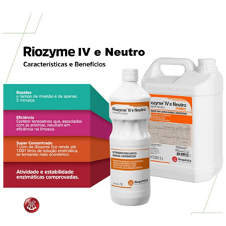 RIOQUIMICA - Riozyme IV e Neutro Detergente Enzimático Esterilização Limpeza Instrumentos - 1 litro em Oferta na Shopee