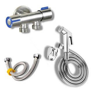 Kit Ducha Higiênica Com Registro Duas Saídas Cromado + Rabicho 50 Cm De Aço Trançado em Oferta na Shopee