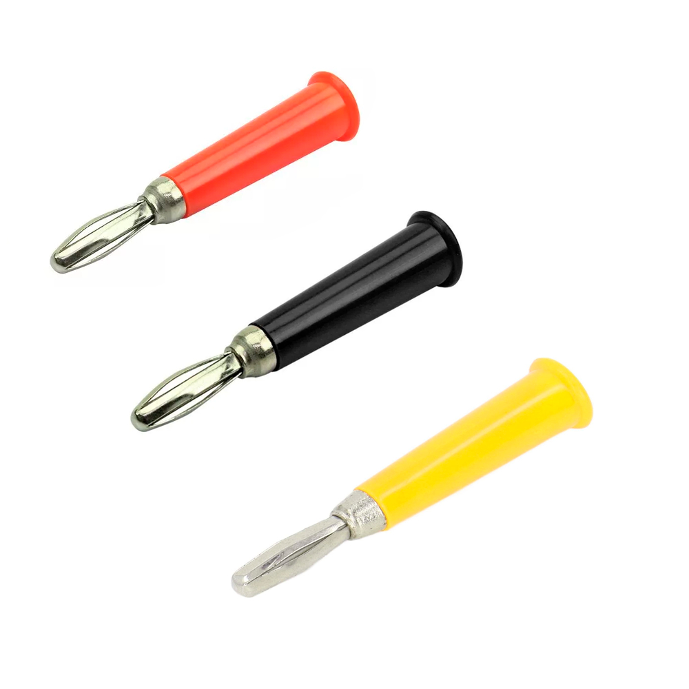 Kit 30 Plug Conector Pino Banana Macho Vermelho Preto Amarelo 45mm