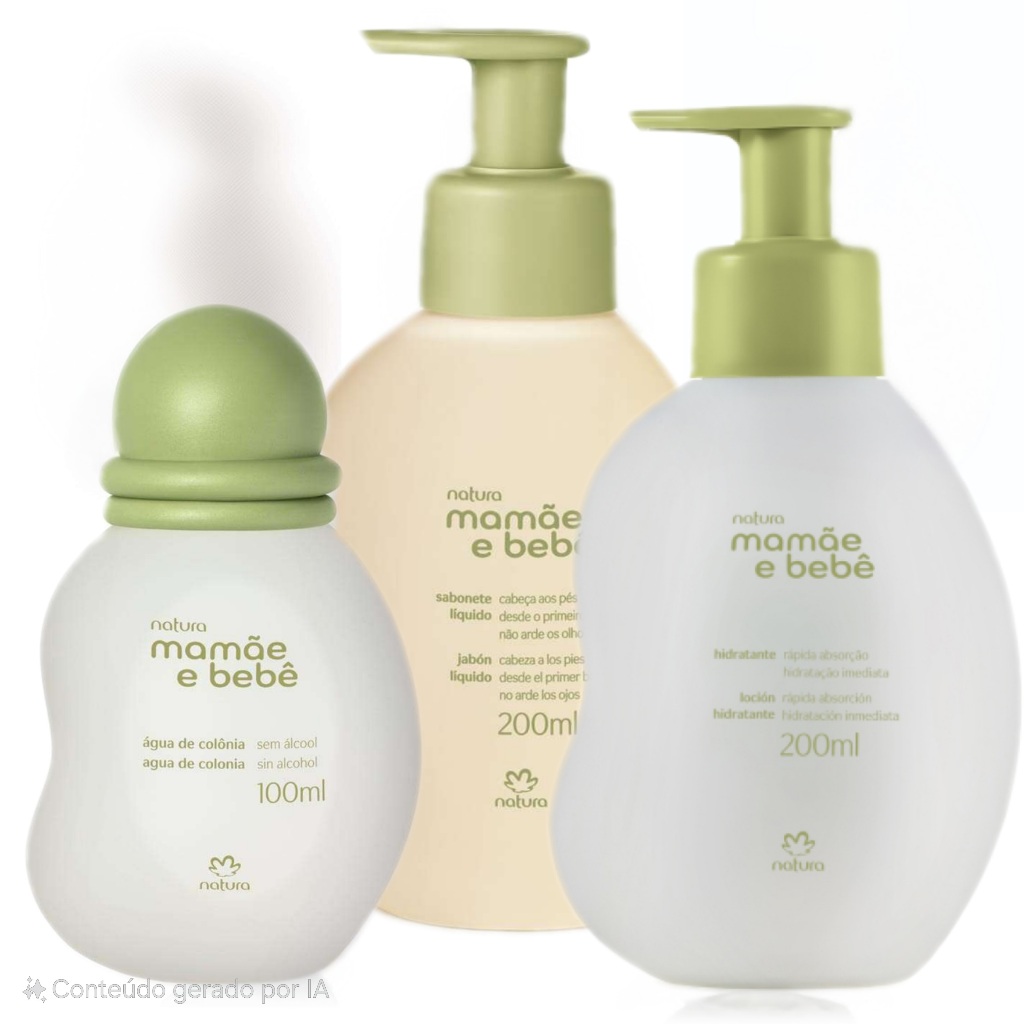 Kit Mamãe Bebê Hidratante 200ml / Sabonete Líquido 200ml  / Colônia 100ml