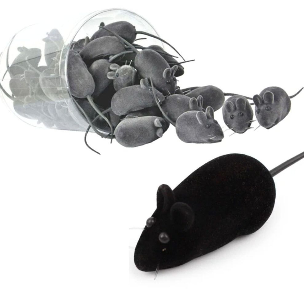 Kit 50 Ratinhos Preto Vinil Brinquedo Pets Maleável Apito Sonoro Interativo Rato Napi Gato Cachorro Atacado Loja Petshop